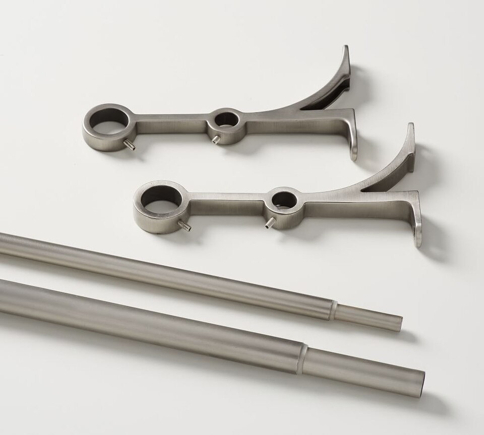 PB Standard Double Curtain Rod & Wall Bracket Pewter Finish Pottery